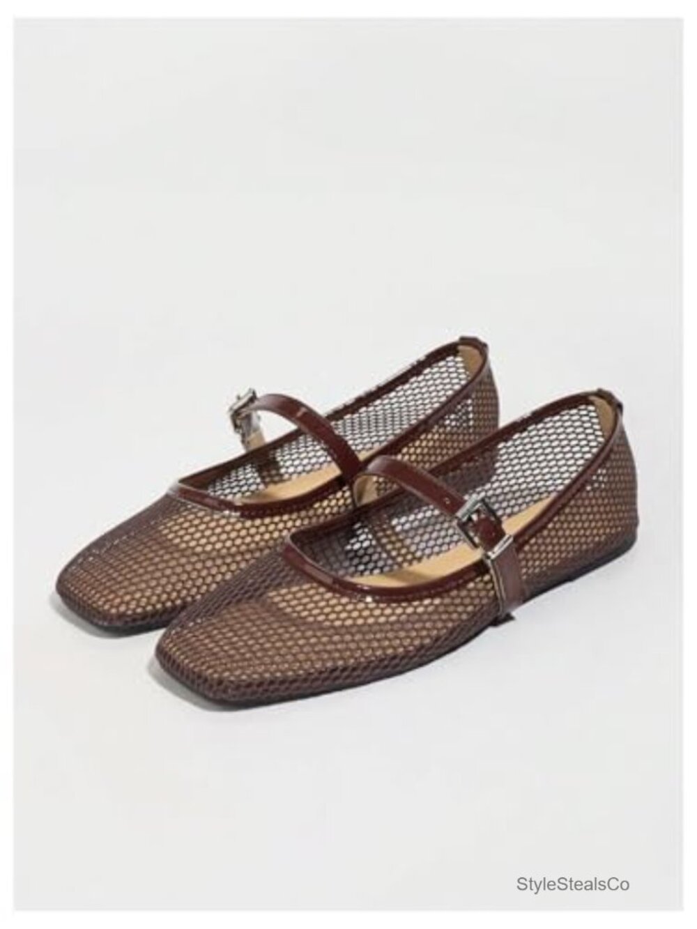 Mesh Ballet Flats Comfortable Dressy Trendy Square Closed Toe Maryjane - Picture 3 of 6